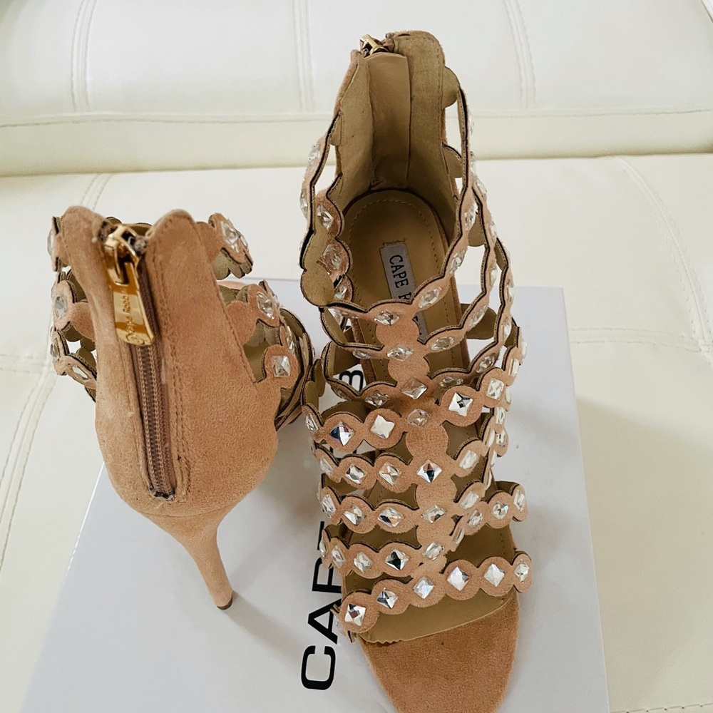 Suede LOOK and Rhinestone Heels